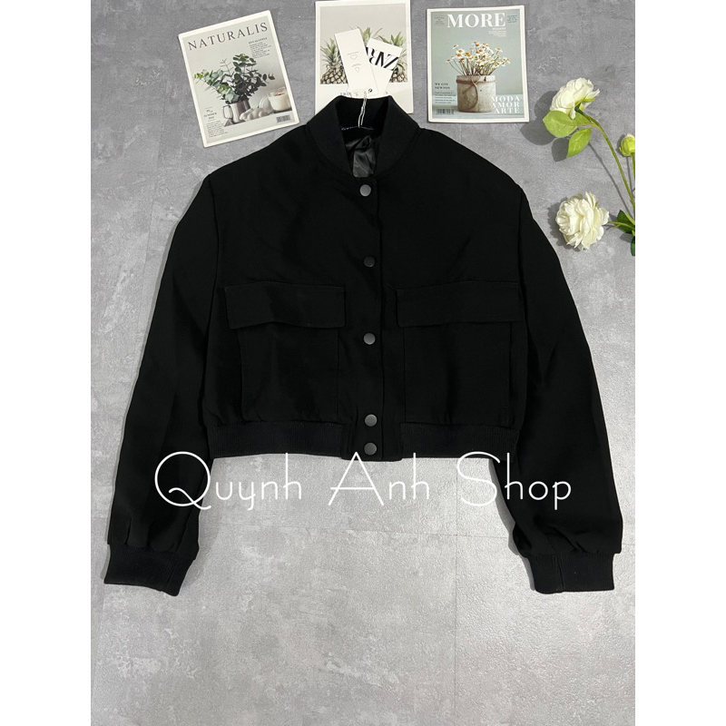 Áo khoác bomber dáng ngắn túi hộp 2 bên Zara xuất A253