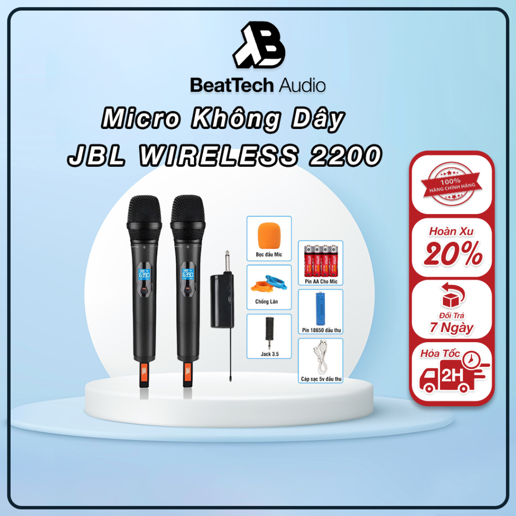 Micro Karaoke Không Dây JBL PRX 2200: Thiết Kế Sang Trọng, Độ Nhạy Cao, Bắt Sóng Xa, Ch