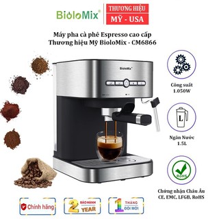 Máy pha cà phê espresso thương hiệu biolomix mỹ cm6866, công suất 1050w, áp lực bơm 20 bar - nhập khẩu