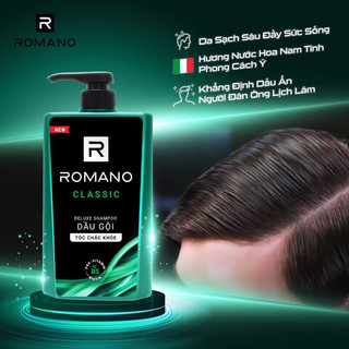 Dầu gội romano/sữa tắm romano classic chai 650g hương nước hoa thơm quyến rũ cho tóc chắc khoẻ chai 650g