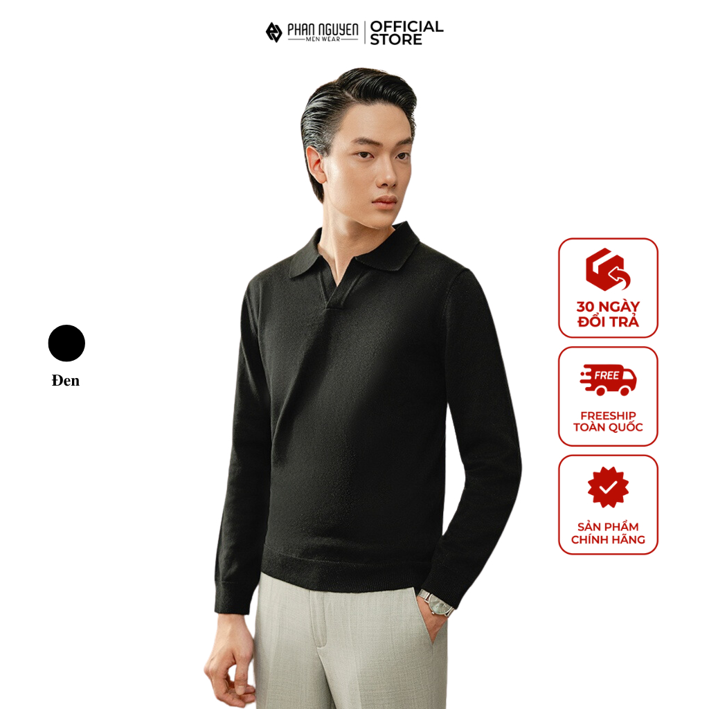 Áo len dài tay cổ polo nam Phan Nguyễn, chất liệu cao cấp mềm mịn, giữ ấm tốt, form đơn giản, hiện đại ALD.246
