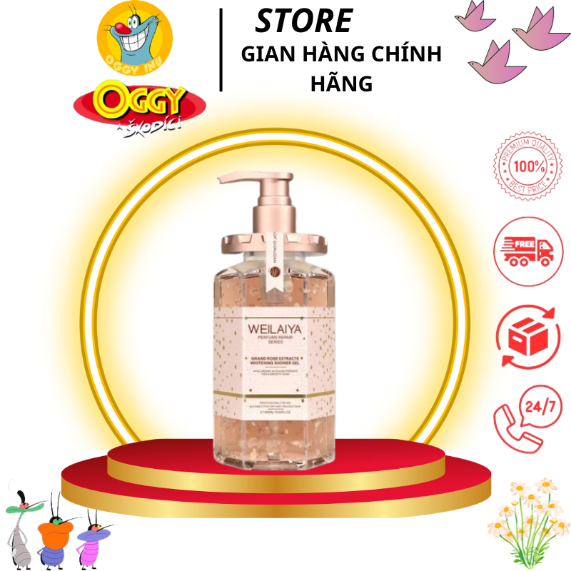 Sữa tắm Weilaiya chính hãng cánh hoa hồng Damask 450ml chính hãng