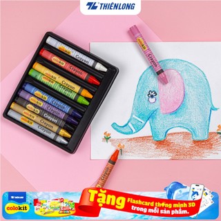 Bút sáp màu Jumbo 12 màu Thiên Long Colokit màu sắc tươi sáng, tô êm, ít bụi, an toàn cho bé CR-C034