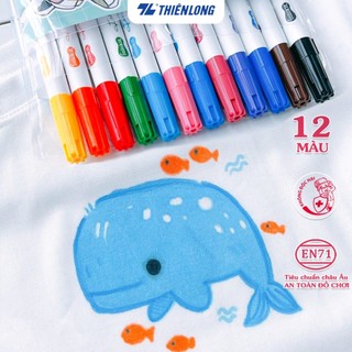 [Mã LIFEMC07BPABAU giảm 20k đơn 99k] Bút vẽ lên vải 12 màu Fabric Marker Thiên Long Colokit FM-C002