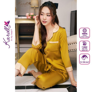 Đồ bộ nữ mặc nhà Jcvcoll - Karoll NH23.061 BỘ PIZAMA LỤA TRƠN. QD