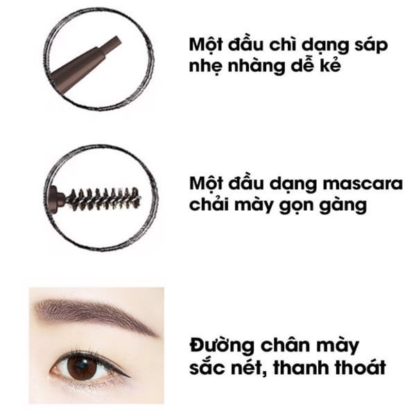 Chì Kẻ Chân Mày 2 Đầu Peripera Speedy Skinny Brow