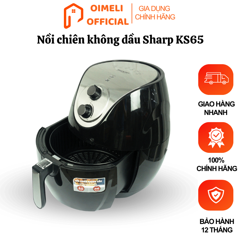 Nồi chiên không dầu Sharp KS65, dung tích 6l, nồi chiên đa năng cho nhà bếp tiện lợi, bảo hành 12 tháng