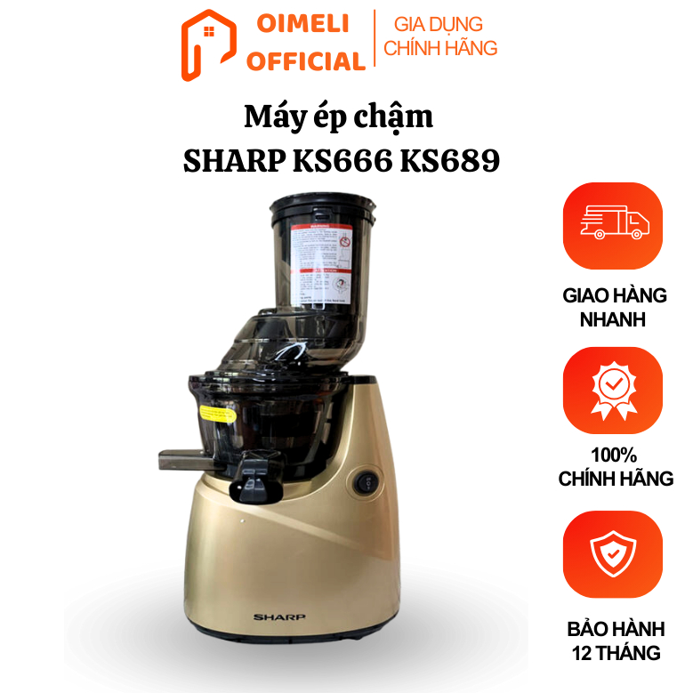 Máy ép chậm SHARP KS666 KS689, công suất lớn ép siêu kiệt bã, dễ tháo lắp, vệ sinh, bảo hành 12 tháng