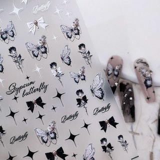 Sticker dán móng nail nghệ thuật , Sticker hoa bướm nổi lụa 5d trang trí móng nail cao cấp