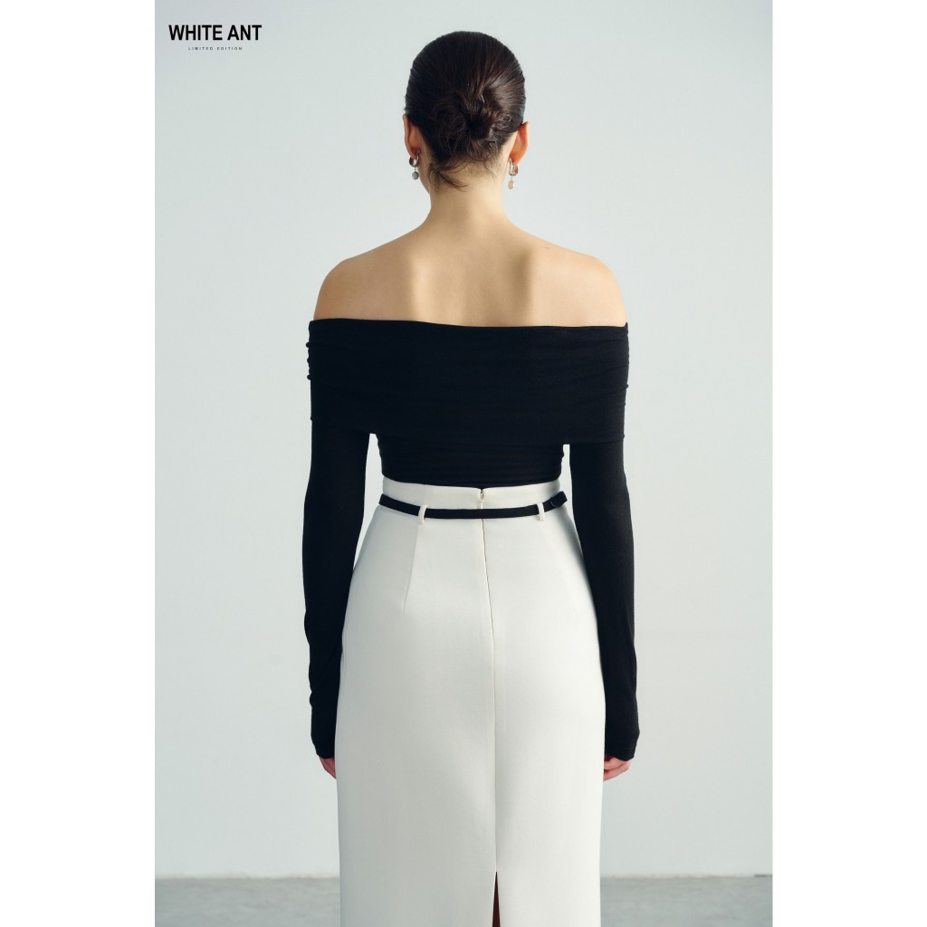 Chân Váy Bút Chì Nữ Dài Hack Dáng Và Áo Len Tay Dài WHITE ANT Hàng Thiết Kế Cao Cấp