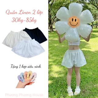 Quần Short có Bigsize dáng xoè giả váy cạp cao 2 lớp linen trơn SHORT Q1