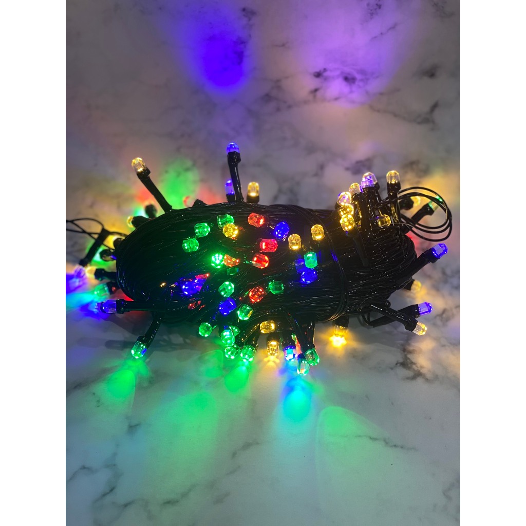 Dây đèn LED trang trí lục giác lớn nháy chớp 10m, hình kim cương, lấp lánh rất đẹp