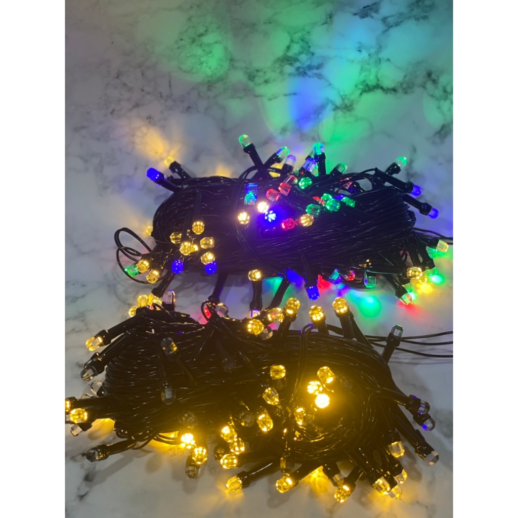 Dây đèn LED trang trí lục giác lớn nháy chớp 10m, hình kim cương, lấp lánh rất đẹp