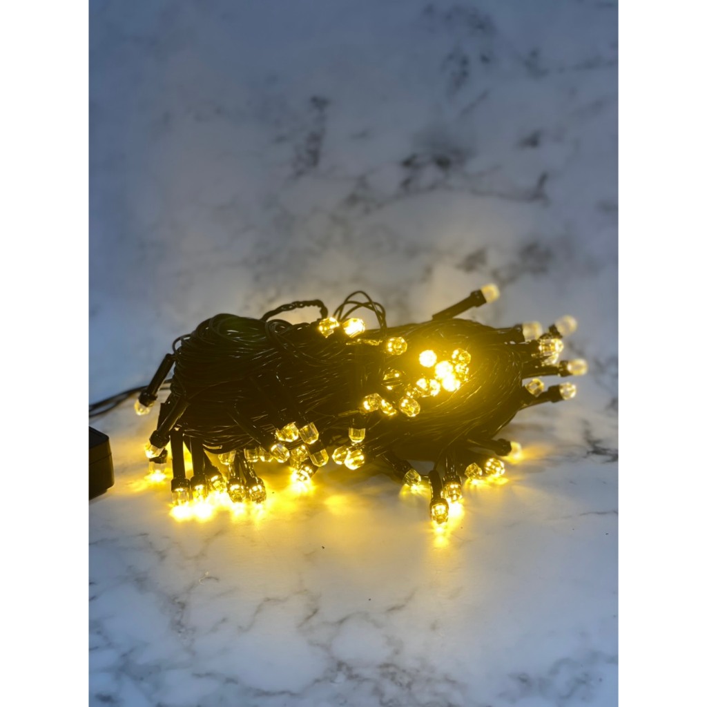 Dây đèn LED trang trí lục giác lớn nháy chớp 10m, hình kim cương, lấp lánh rất đẹp