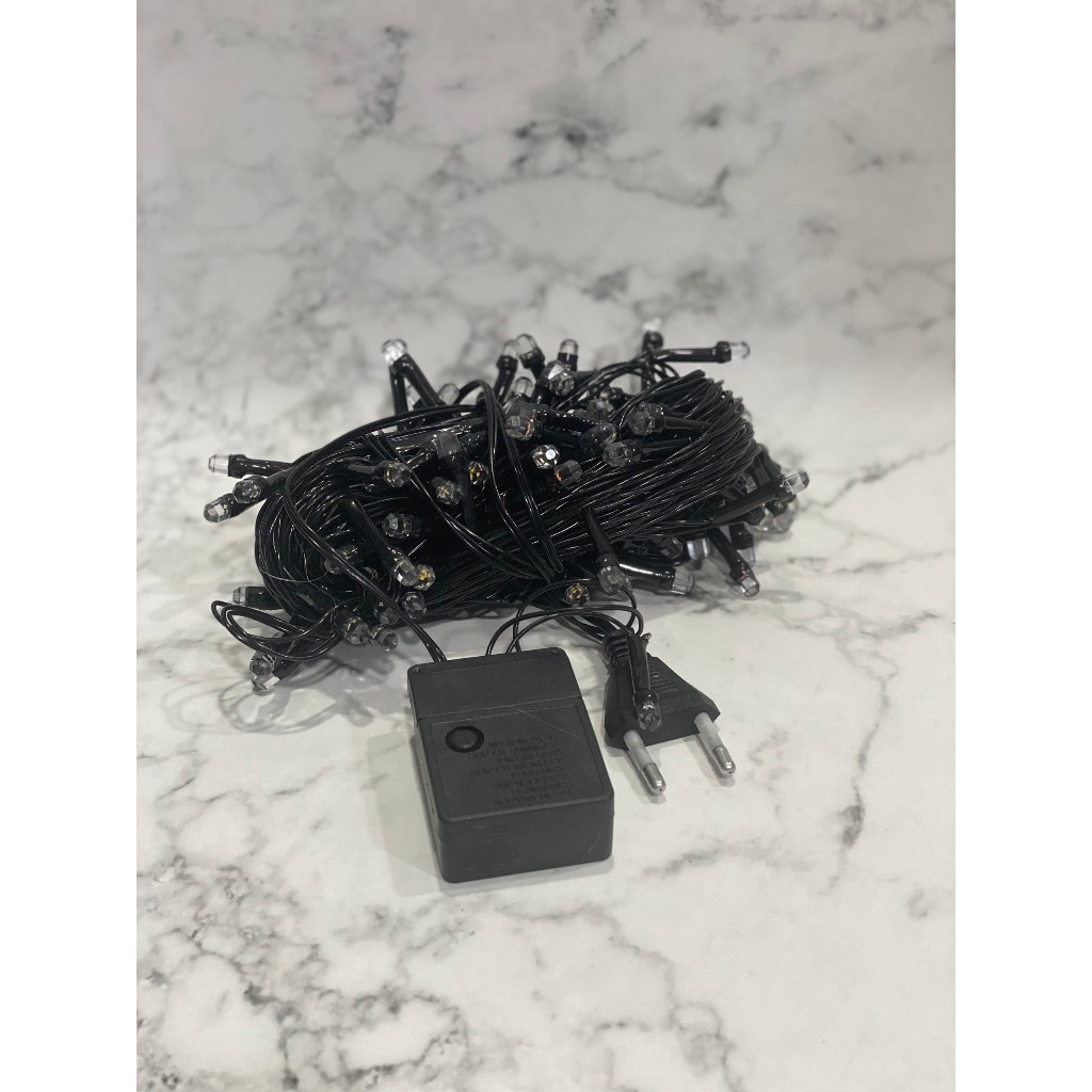 Dây đèn LED trang trí lục giác lớn nháy chớp 10m, hình kim cương, lấp lánh rất đẹp