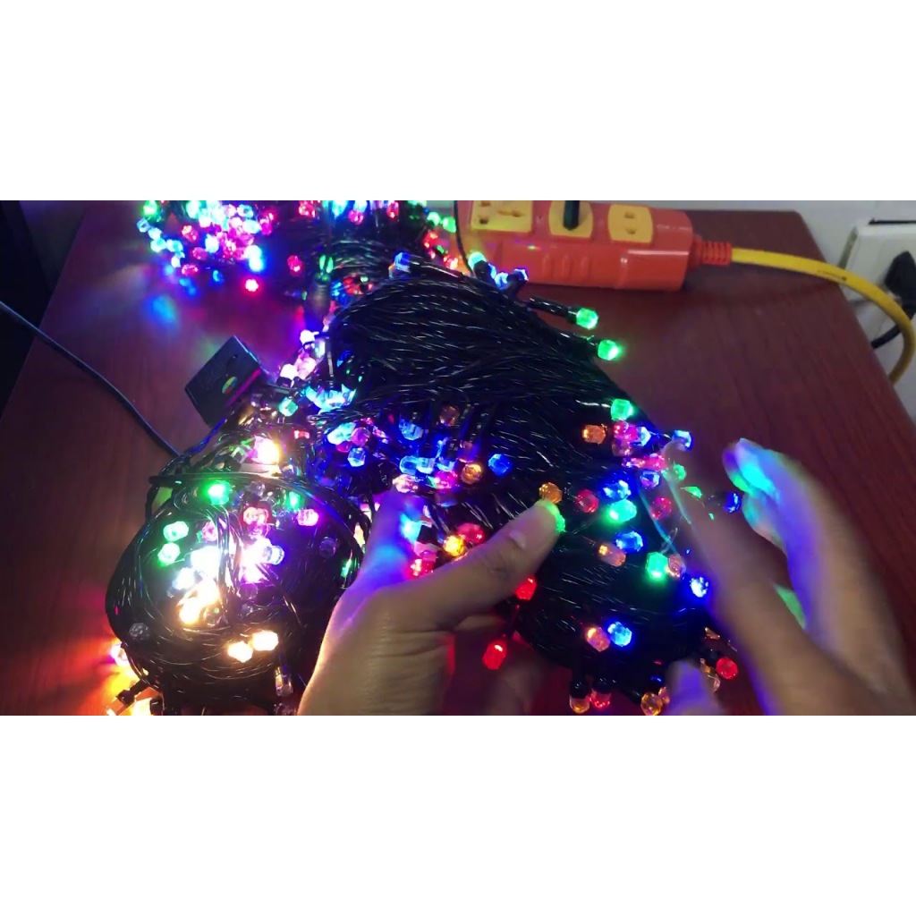 Dây đèn LED trang trí lục giác lớn nháy chớp 10m, hình kim cương, lấp lánh rất đẹp
