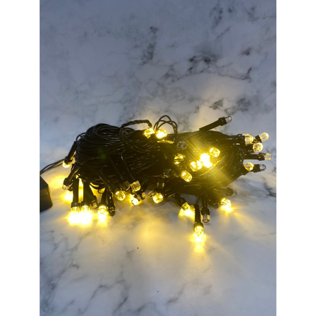 Dây đèn LED trang trí lục giác lớn nháy chớp 10m, hình kim cương, lấp lánh rất đẹp