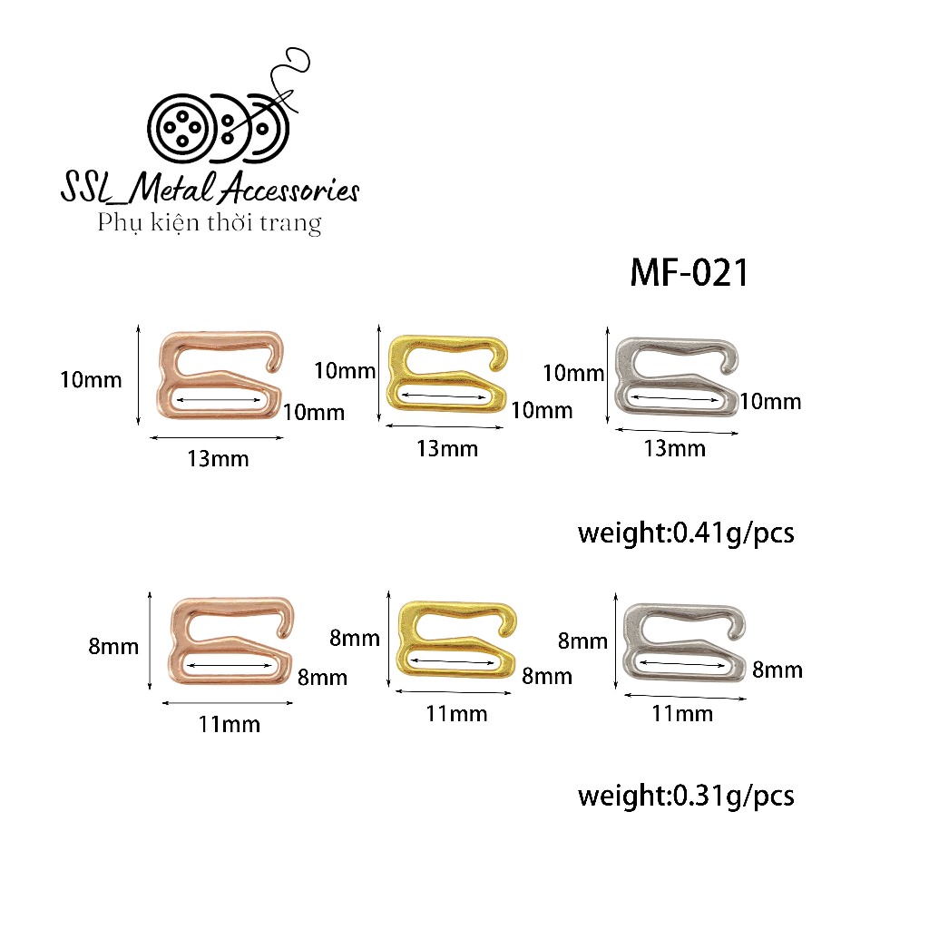 Set 10 Khoen móc bra kim loại dùng tăng giảm dây áo, nội y, đồ lót khoen số 0, 8, 9 MF01, MF-021, #ssl_accessories