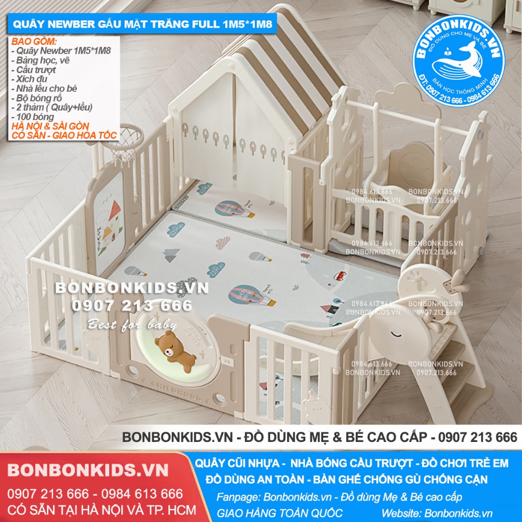 Freeship- Bộ quây cũi nhựa Gấu mặt trăng Newber FULL VIP 2024  + Quây Full cho bé
