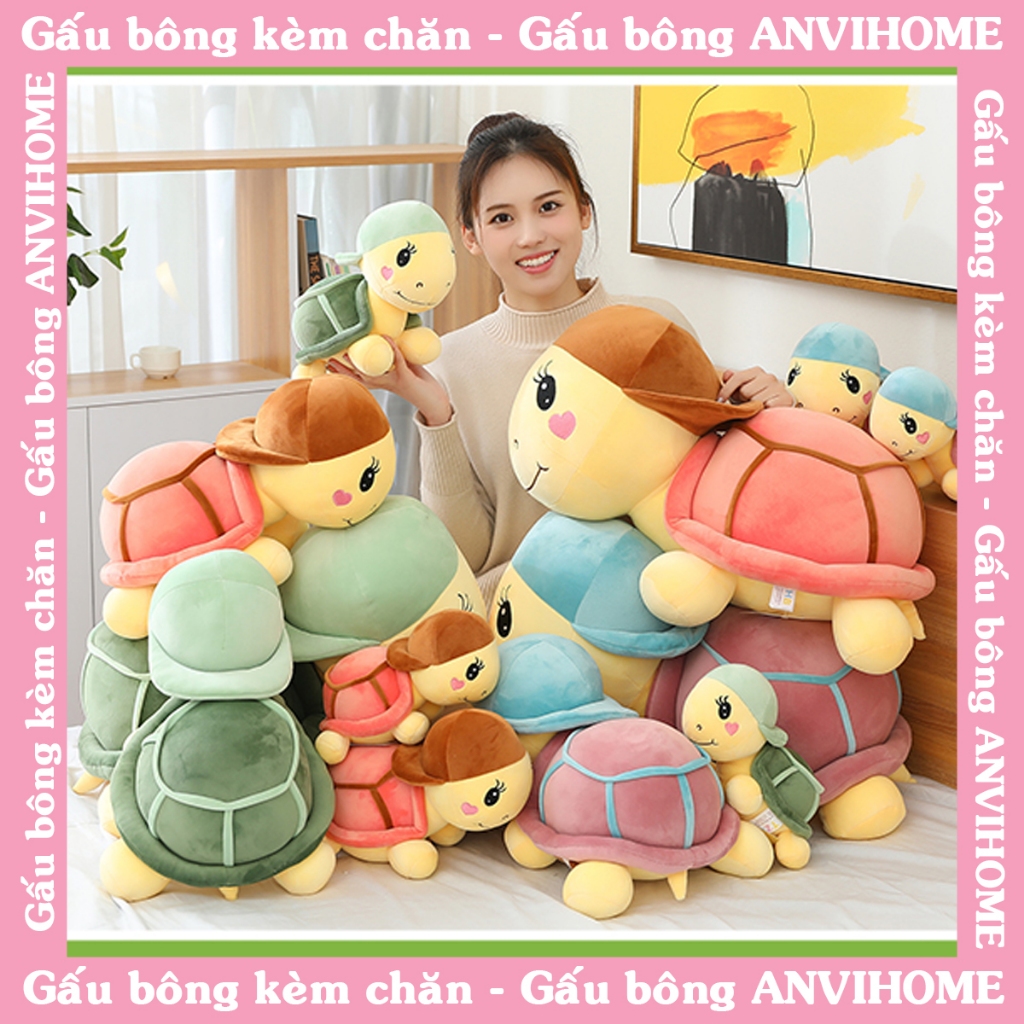 Bộ chăn gối văn phòng gấu bông có mền hình Rùa, tiên cá, gấu pooh nhỏ ngủ trưa văn phòng Anvihome