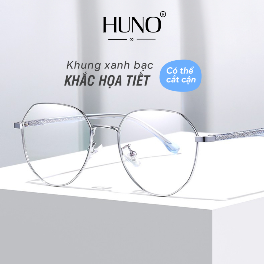 Gọng kính họa tiết hoa văn cổ, khung kim loại cao cấp 2023 cho nam nữ phù hợp nhiều dáng mặt HUNO - K116