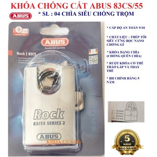 [Hỏa tốc HCM] Khóa Thép Có Vai Chống Cắt ABUS 83CS/55 thân thép rộng 55mm - BH 5 năm