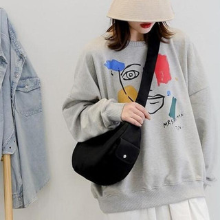 Túi tote đeo chéo vải canvas trơn nam nữ cỡ nhỏ đi chơi dễ phối đồ phong cách Hàn Quốc DC11