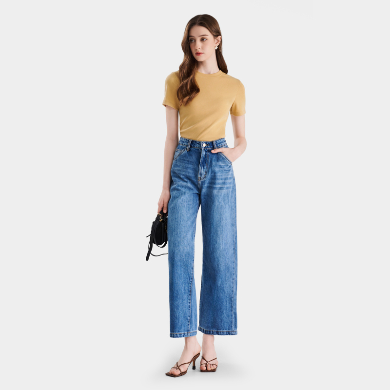 Quần Jean Nữ Ống Đứng Basic MARC FASHION - FAQJ102823