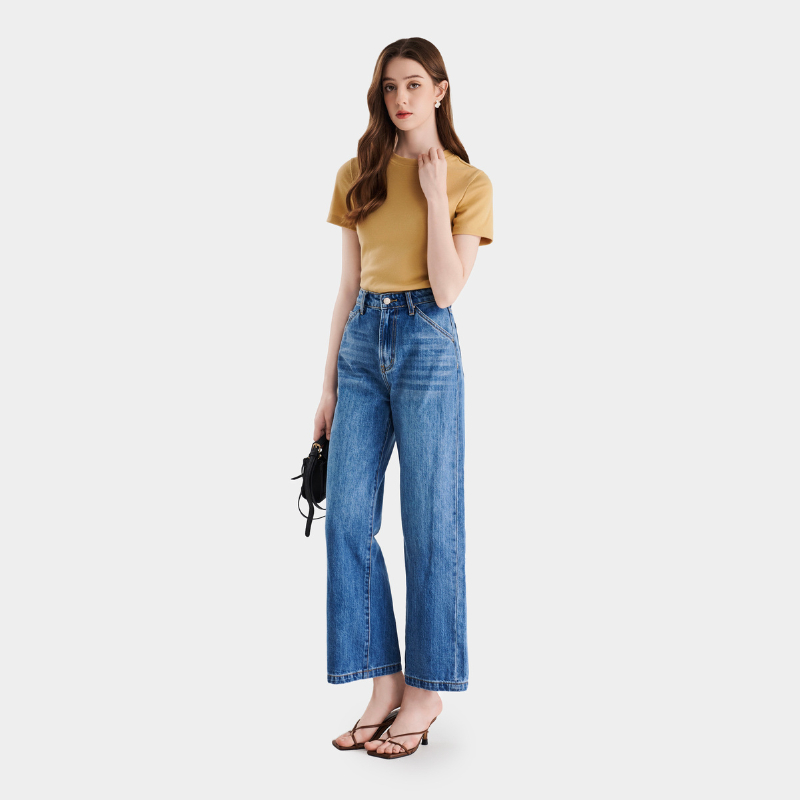 Quần Jean Nữ Ống Đứng Basic MARC FASHION - FAQJ102823