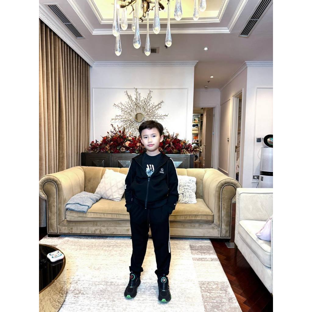 Bộ đồ nỉ thu đông bé trai, bé gái GUNO 23DBK09 có mũ sọc tay, áo khoác hoodie trẻ em hàng thethao.vnxkn