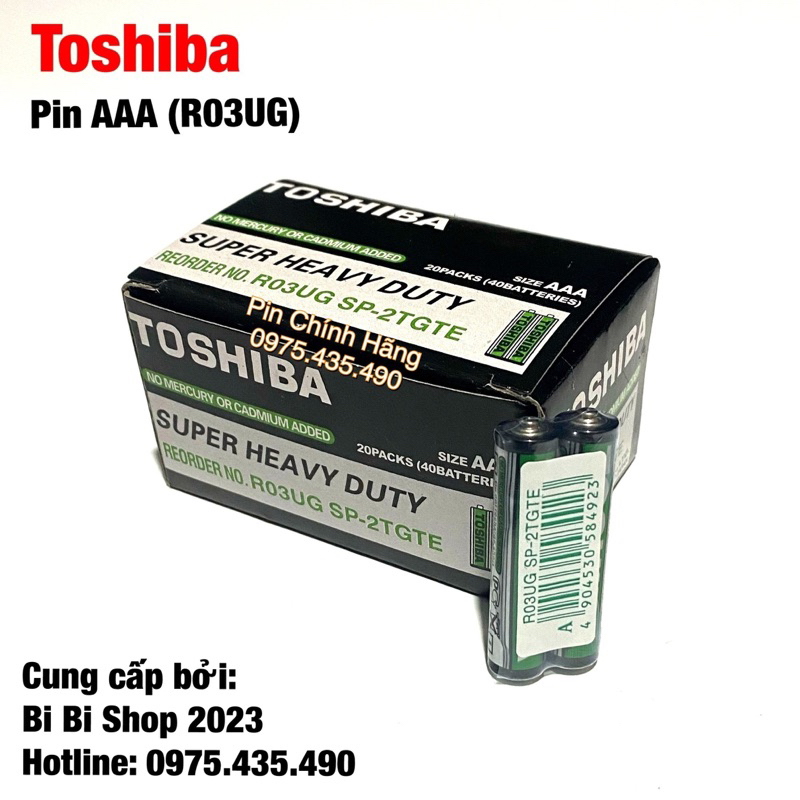 Hộp 40 Viên Pin AAA Toshiba R03P Cacbon - Pin đũa lắp điều khiển hãng Toshiba