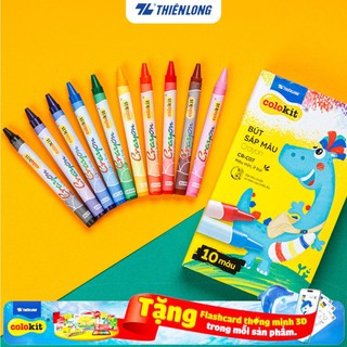 [Mã LIFEMC07BPABAU giảm 20k đơn 99k] Bút sáp màu Thiên Long Colokit 10 màu mịn, ít bụi, đều màu CR-C07