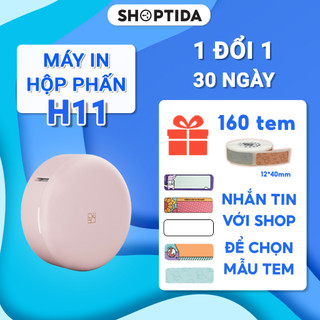 Máy in nhãn nhiệt hộp phấn hồng Shoptida H11 kết nối bluetooth thiết kế nhỏ gọn kèm cuộn tem nhãn tự chọn
