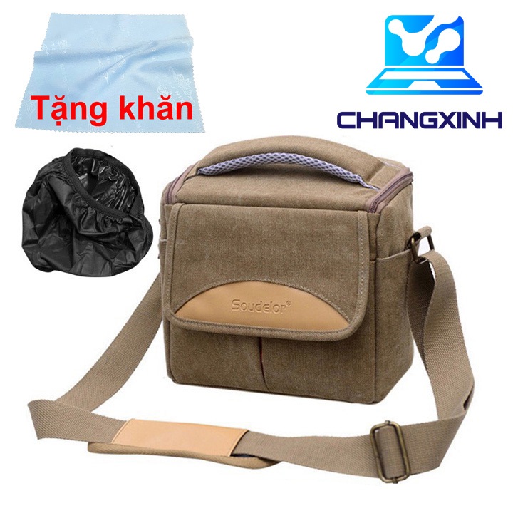 Túi đựng máy ảnh thời trang cao cấp CHANGXINH TT107, tặng túi trùm chống nước và khăn lau lens