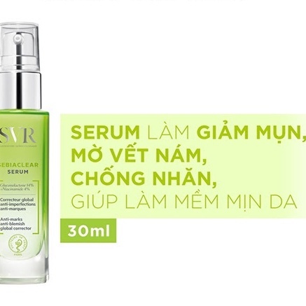 Tinh chất ngăn ngừa thâm giảm mụn Serum SVR Sebiaclear 4% NIACINAMIDE và 14% PHA 30ml