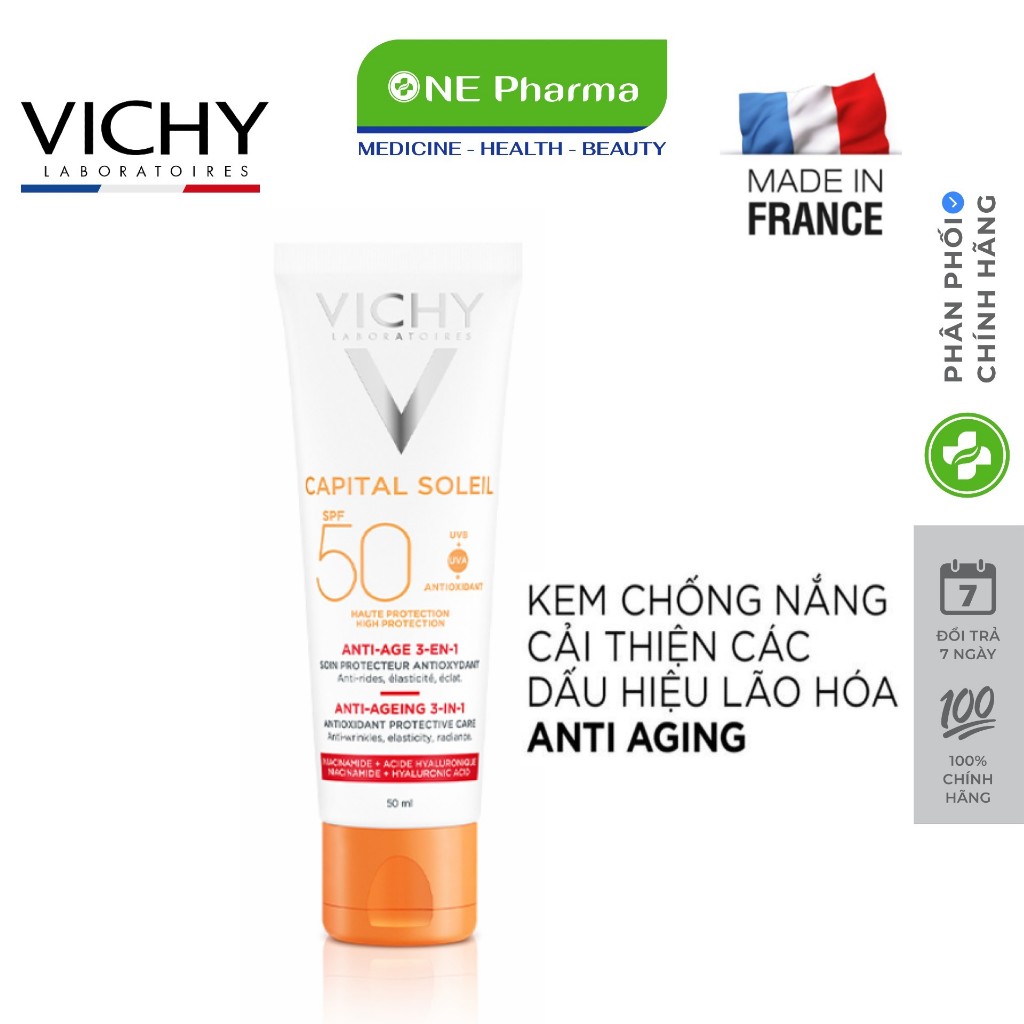 Kem Chống Nắng Chống Lão Hóa Vichy Capital Soleil Anti-Ageing 3-In-1 SPF50+ 50ml