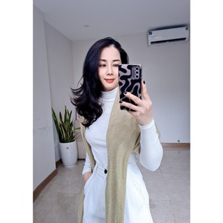 Áo giữ nhiệt thun tăm Vicci dài tay cổ cao 5p co giãn 4 chiều mặc thu đông sang chảnh màu Trắng