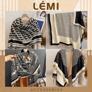 Khăn choàng dạ mềm bản vuông lớn 135cm Lémi Khăn choàng dày dệt 2 lớp 2 mặt thời trang Hàn Quốc