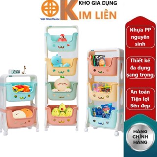  Kệ Gấu HOKORI 2   3   4 tầng nhựa VIỆT NHẬT - Nhiều màu bánh xe xoay 360 - Đựng đồ chơi quần áo cho bé sách báo 5576 