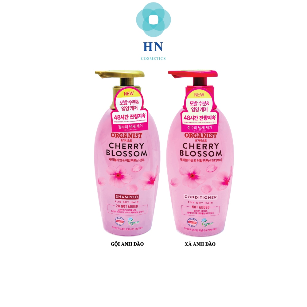 Combo Dầu gội kem xả nuôi dưỡng tóc Hàn Quốc Organist Hoa Anh Đào 500ml