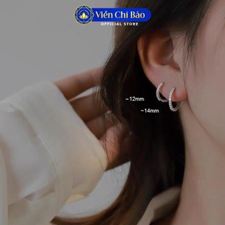 Bông tai bạc nữ Tròn đính đá trắng chất liệu bạc 925 - Viễn Chí Bảo B400072