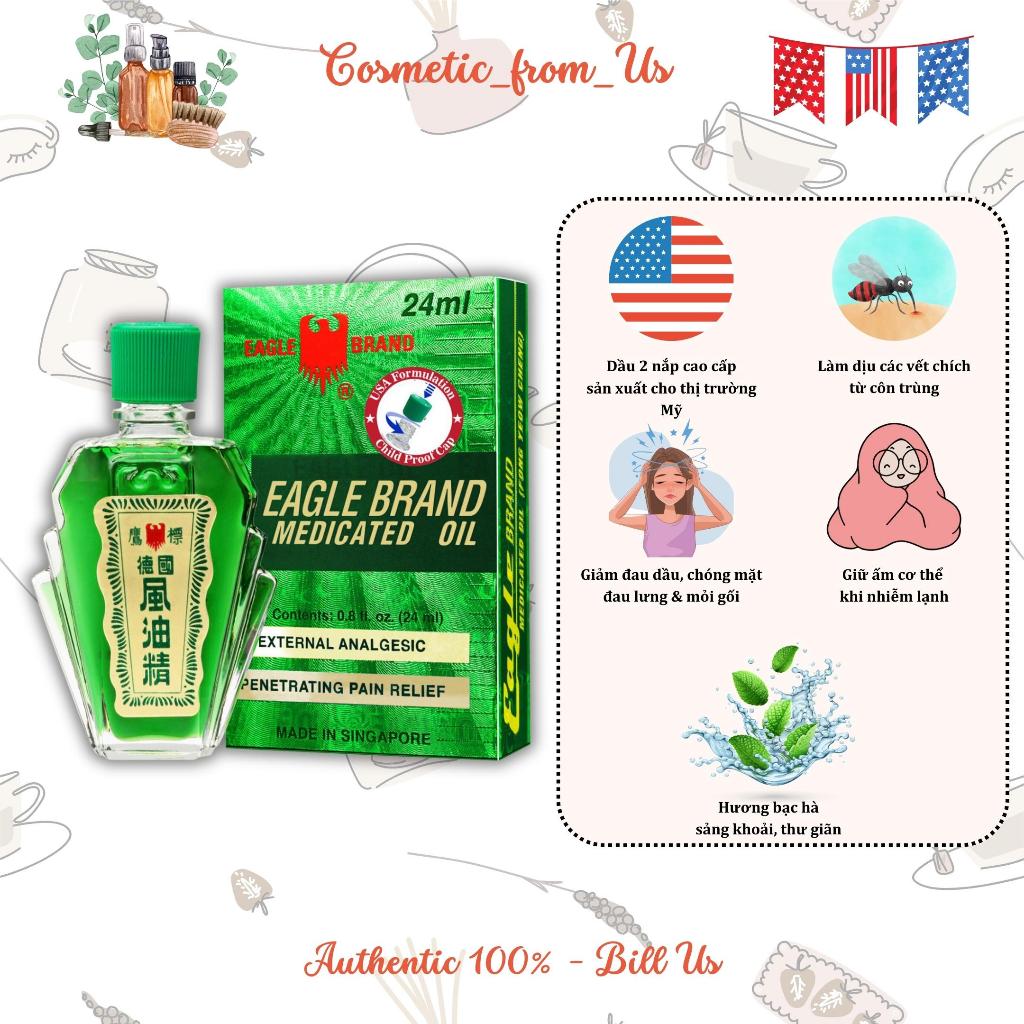 Dầu Gió Xanh Mỹ 2 Nắp, Dầu Xanh Con Ó Mỹ 2 nắp 24ml