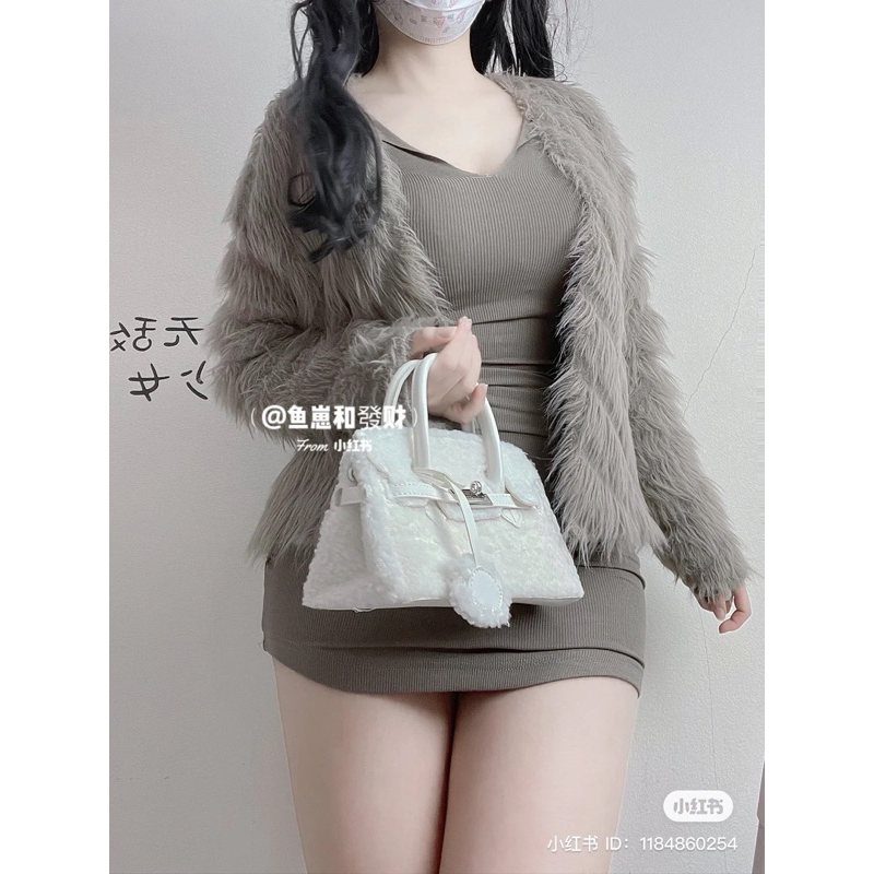 Túi H lông quai xách size20