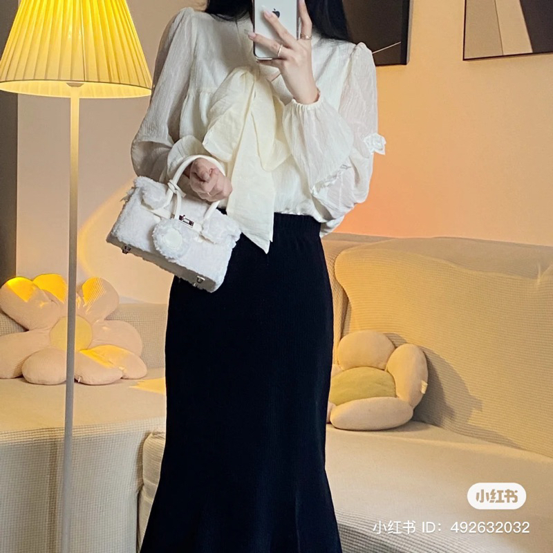 Túi H lông quai xách size20