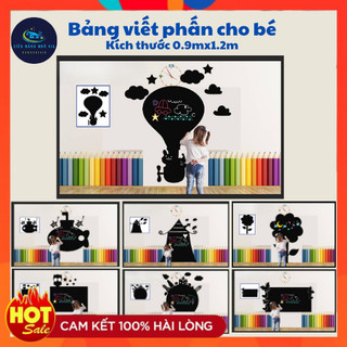 Bảng đen decal viết phấn dán tường cho bé kích thước 90x120cm nhiều hình dạng_có thể xóa được