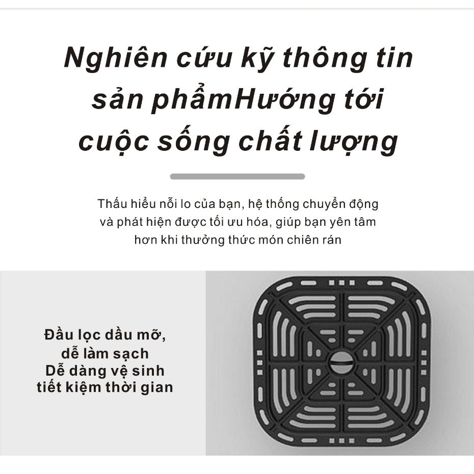 Nồi Chiên Không Dầu 6L Màu Đen Công Nghệ Chiên 3D Bảo Hành 1 Đổi 1
