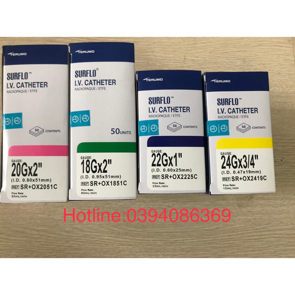 Kim Luồn Tĩnh Mạch Terumo -Nhật Bản,Số 16G,18G,20G,22G,24G