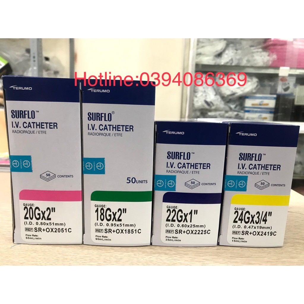 Kim Luồn Tĩnh Mạch Terumo -Nhật Bản,Số 16G,18G,20G,22G,24G