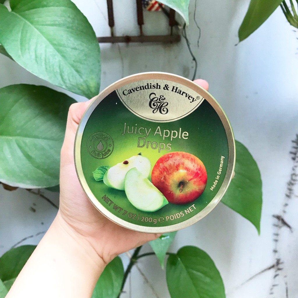 Kẹo Hộp Thiếc Đức Cavendish Harvey Hương Táo Juicy Apple Drops