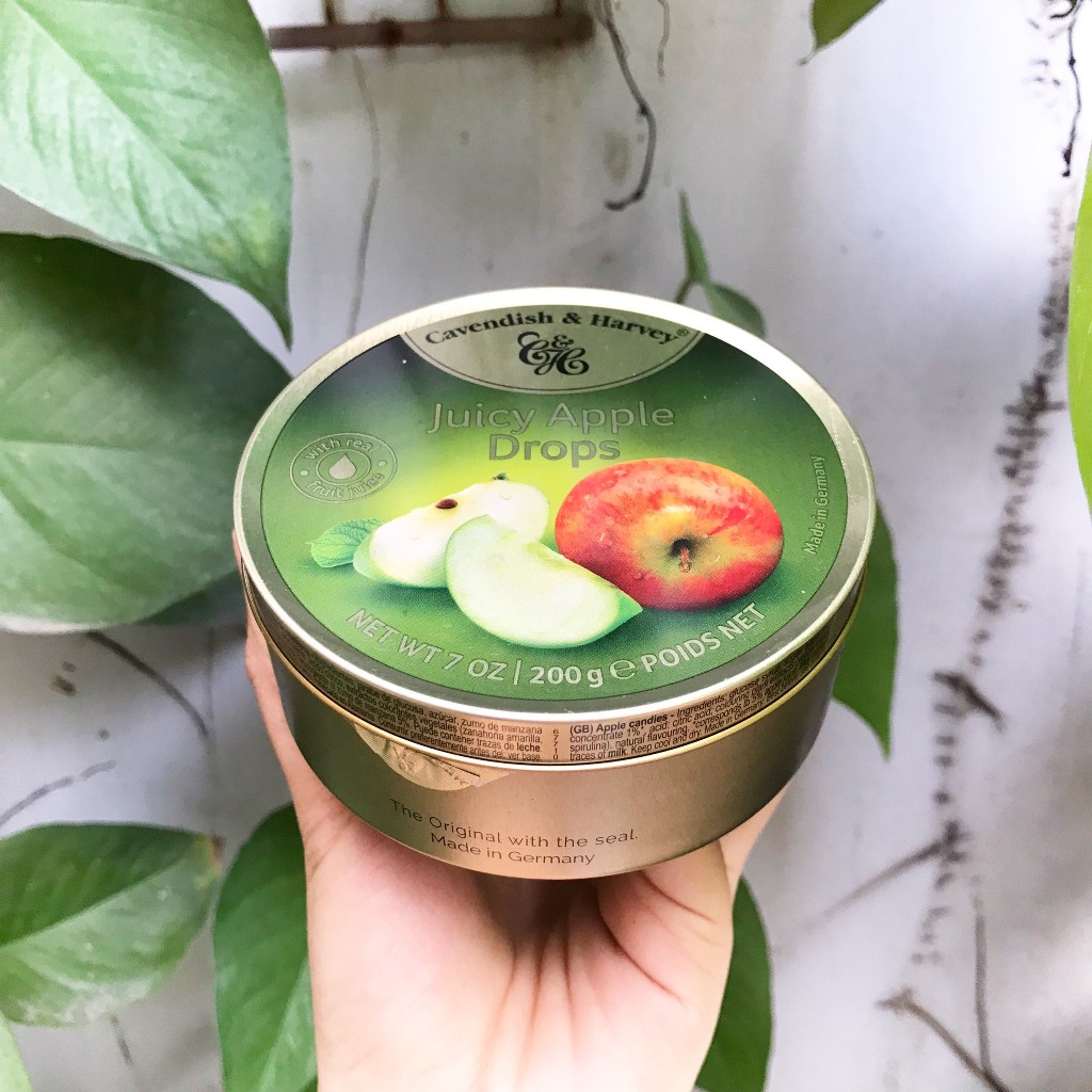 Kẹo Hộp Thiếc Đức Cavendish Harvey Hương Táo Juicy Apple Drops